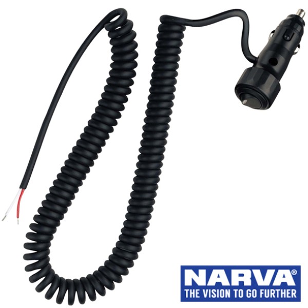 Narva Cigarette Lighter Plug with Off/On Rocker Switch, L.E.D Indicator &  Spiral Lead