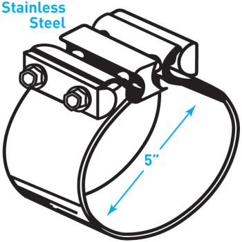 Exhaust Torctite Butt Clamp, Stainless Steel - 5"