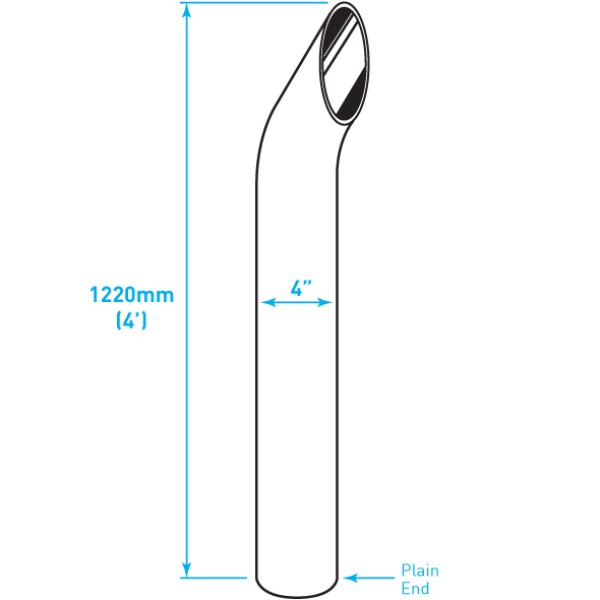 Exhaust Chrome Stack / Curved / Plain End / 4