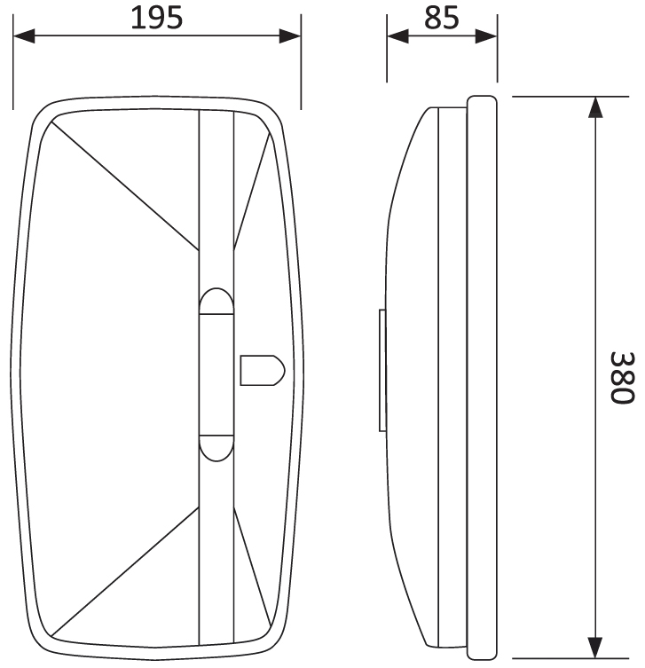 380mm Flat Glass Mirror Head - Universal mount